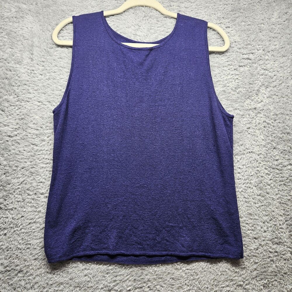 Chico's Vintage Purple Linen Cotton Tank Blouse Size 3 XL Casual Solid Basic